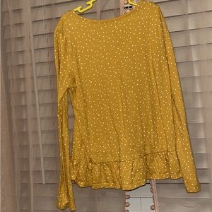 Jumping Beans Girls Yellow Top Softest Tee Long Sleeve Polka Dot Shirt Size 8